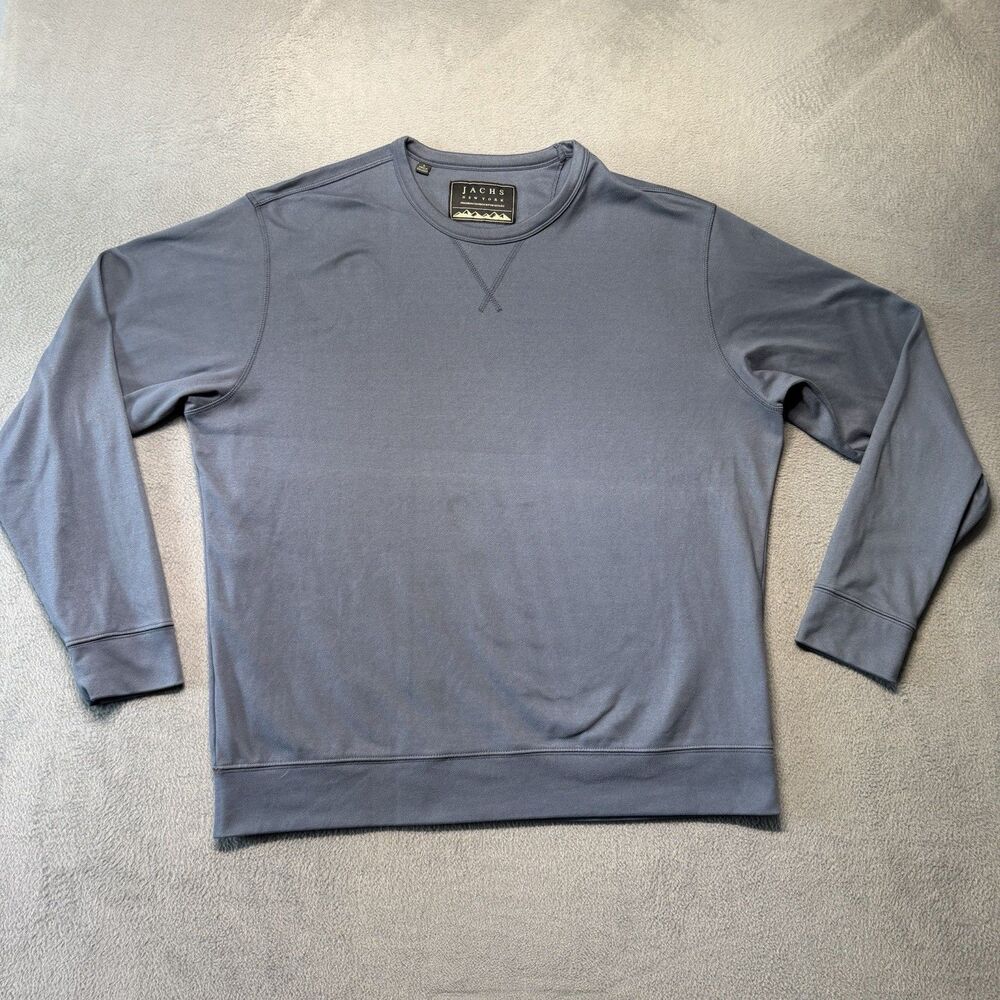 Jachs New York Mens Size L Crewneck Sweatshirt Navy Blue Pullover Stretch Casual